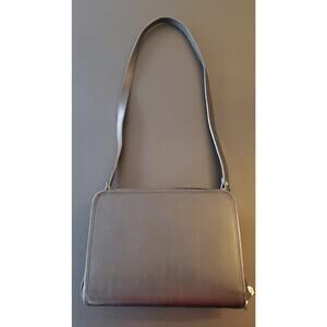 Day-Timer Vtg Organizer Black Leather Crossbody Messenger 7-Ring Brass Rare